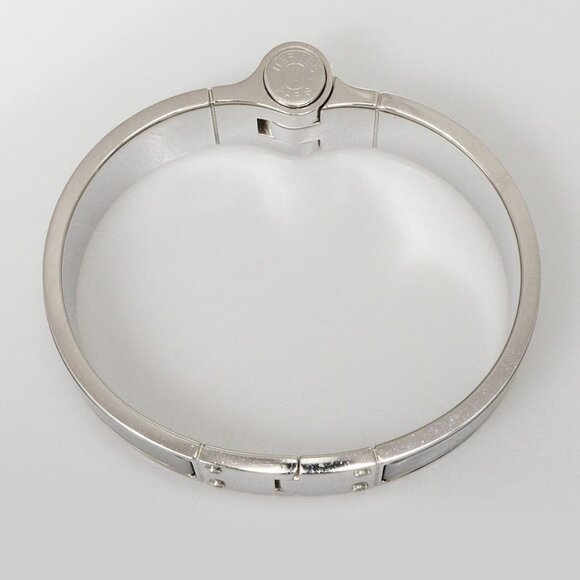 Hermes Black Enamel Enamel Palladium Plated Charniere Wide Bracelet - Picture 4 of 5